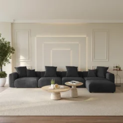 Modular Sectional Sofa Couch,L Shaped 181.1inch 5 Seater Couch,Corduroy 4 Seater With Ottoman Couches With 6 Pillows For Living Room -Baxton Studio Shop GUEST 31220816 6075 49de b48c 9afb1bc39eea