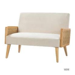 Criss Velvet Loveseat Rattan Armrest 2-Seater Tufted Back Sofa Contemporary Loveseat For Living Room | Karat Home -Baxton Studio Shop GUEST 3161fe7c 9346 434c 909c b8f094c7bd78