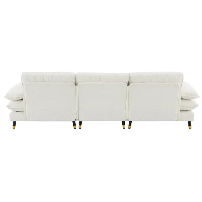 106"W L-Shaped Sectional Sofa, 4 Seat Cloud Chenille Fabric Tufted Couch Set With Two-Tone Adjustable Legs And Movable Ottoman - ModernLuxe 12 106"W L-Shaped Sectional Sofa, 4 Seat Cloud Chenille Fabric Tufted Couch Set With Two-Tone Adjustable Legs And Movable Ottoman - ModernLuxe - Image 12