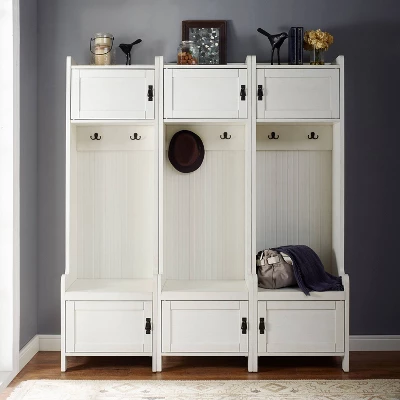3pc Fremont Entryway Set Distressed White - Crosley 2 3pc Fremont Entryway Set Distressed White - Crosley - Image 2