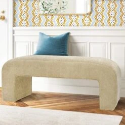 Lily 47" Upholstered Scroll Velvet Waterfall Bench/Chenille Entryway Bench-The Pop Maison 22 Lily 47" Upholstered Scroll Velvet Waterfall Bench/Chenille Entryway Bench-The Pop Maison -Baxton Studio Shop GUEST 319a9d64 9036 4fb1 8fe1 e350535c59c3
