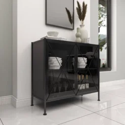 Industrial Metal Cabinet Black - Olivia & May -Baxton Studio Shop GUEST 31a514d4 fa40 46fc adca fbf7c3aa30ab
