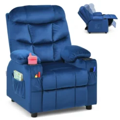 Costway Kids Youth Recliner Chair Velvet Fabric W/Cup Holder & Side Pocket Blue/Pink 22 Costway Kids Youth Recliner Chair Velvet Fabric W/Cup Holder & Side Pocket Blue/Pink -Baxton Studio Shop GUEST 31e1dff7 8e39 4da7 a9d4 d8eee200cf8b