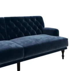 Lyla Upholstered Velvet Futon Blue - Room & Joy -Baxton Studio Shop GUEST 31f68bdb 18a3 481a 817b 615cdff6e1fe