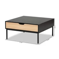 Haben Two-Tone Wood Coffee Table Oak Brown/Black - Baxton Studio: Industrial Style, Square Shape, Metal Frame -Baxton Studio Shop GUEST 320b68c5 072a 49c6 985e 5f32a5df5d54