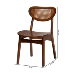 Baxton Studio 2pc Hesper Wood And Rattan Dining Chair Set Walnut Brown/Light Brown: Mid-Century, Crescent Backrest, Angled Legs -Baxton Studio Shop GUEST 329ddbb7 cd90 419a bd66 f49bcb59c704
