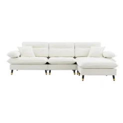 106"W L-Shaped Sectional Sofa, 4 Seat Cloud Chenille Fabric Tufted Couch Set With Two-Tone Adjustable Legs And Movable Ottoman - ModernLuxe 22 106"W L-Shaped Sectional Sofa, 4 Seat Cloud Chenille Fabric Tufted Couch Set With Two-Tone Adjustable Legs And Movable Ottoman - ModernLuxe -Baxton Studio Shop GUEST 32a67c6d 6db7 4d19 bd57 4b563993b68b