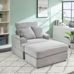 NicBex Couches For Living Room 39" Single Chaise Lounge Chair Corduroy Upholstered Sofa Sleeper Chair With Ottoman And Cup Holders 14 NicBex Couches For Living Room 39" Single Chaise Lounge Chair Corduroy Upholstered Sofa Sleeper Chair With Ottoman And Cup Holders -Baxton Studio Shop GUEST 32aaa46d 781f 4311 862c db3acaf55640