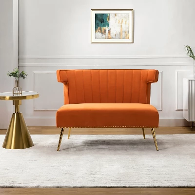 Cadmus 46" Modern Velvet Armless Loveseat With Channel-tufted Wingback For Living Room And Drawing Room| KARAT HOME 13 Cadmus 46" Modern Velvet Armless Loveseat With Channel-tufted Wingback For Living Room And Drawing Room| KARAT HOME - Image 13