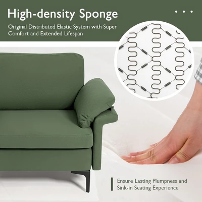 Costway Modern Loveseat Fabric 2-Seat Sofa Couch For Small Space W/Metal Legs Army 5 Costway Modern Loveseat Fabric 2-Seat Sofa Couch For Small Space W/Metal Legs Army - Image 5