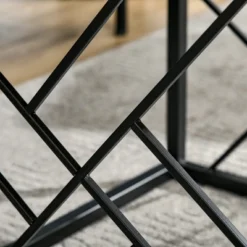 HOMCOM Modern End Table, Accent Side Table With Metal Frame, Nightstand For Bedroom, Living Room, Black -Baxton Studio Shop GUEST 32c3b484 eafb 4d86 8d86 0a90bb77d095