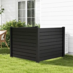 Costway 48"L X 37.5"H Air Conditioner Fence With 3 Ground Stakes Black/White