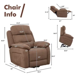Costway Power Lift Recliner Chair Sofa For Elderly W/ Side Pocket & Remote Control GreyBrown -Baxton Studio Shop GUEST 3310fca2 a3e5 48d4 bb24 fc5b5b9ded6d