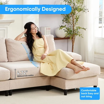 Mjkone U Shaped Sectional Sofa, 4-Seat Modular Sofa, Living Room Modern Couch With Chaise 2 Mjkone U Shaped Sectional Sofa, 4-Seat Modular Sofa, Living Room Modern Couch With Chaise - Image 2