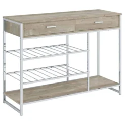 Coaster Melrose Modern 2 Shelf Wood/Metal Wine Cabinet With 2 Drawers Gray Washed Oak/Chrome 21 Coaster Melrose Modern 2 Shelf Wood/Metal Wine Cabinet With 2 Drawers Gray Washed Oak/Chrome -Baxton Studio Shop GUEST 337f425f 31c5 479c 8ad1 94fcb73b52c0