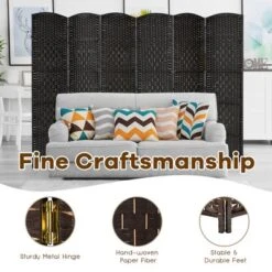 Costway 6-Panel Room Divider 6Ft Weave Fiber Folding Privacy Screen BrownBlack 15 Costway 6-Panel Room Divider 6Ft Weave Fiber Folding Privacy Screen BrownBlack -Baxton Studio Shop GUEST 3397eb21 da31 417c b647 290061dd788c