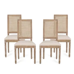 Christopher Knight Home Brownell French Country Wood And Cane Upholstered Dining Chairs (Set Of 4) -Baxton Studio Shop GUEST 339ede81 91ab 4d0d b2e9 12227a87509a