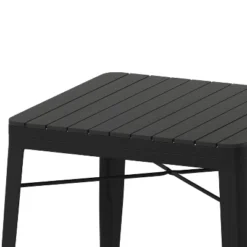 Flash Furniture Helvey 31.5" Square Commercial Grade Indoor/Outdoor Black Steel Patio Dining Table For 4 With Black Poly Resin Slatted Top -Baxton Studio Shop GUEST 33a81c8e 801b 456e 8c6d 7364fa7781c1