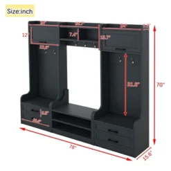 TIRAMISUBEST 4-in-1 Detachable Hall Tree With Storage And 7 Hooks- Antique Blue Entryway Organizer -Baxton Studio Shop GUEST 33dd16be d9d2 45a7 8f3a 85fb385a814b