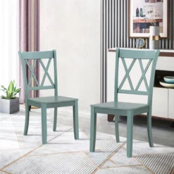 Costway Set Of 2 Wood Dining Chair Cross Back Dining Room Side Chair Mint Green Home Kitchen -Baxton Studio Shop GUEST 33e2bb3d 22c8 431c 9b48 9e8f5aad7037