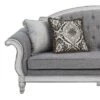 88" Florian Sofa Gray Fabric And Antique White Finish - Acme Furniture: Leather Upholstery, Wood Frame, Includes Accent Pillow