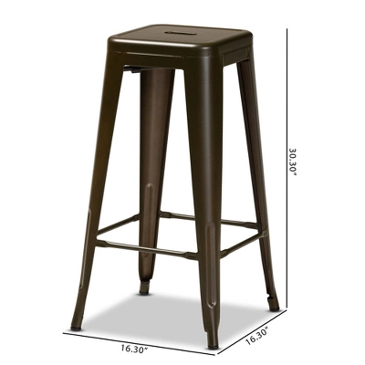 4pc Horton Gunmetal Metal Stackable Barstool Set Gun Metal - Baxton Studio 7 4pc Horton Gunmetal Metal Stackable Barstool Set Gun Metal - Baxton Studio - Image 7