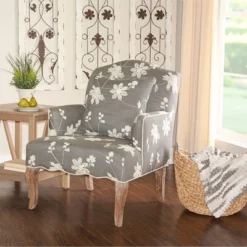 Floral Upholstered Armchair - Gray - Linon 12 Floral Upholstered Armchair - Gray - Linon -Baxton Studio Shop GUEST 34344341 bcef 426c b116 b4c759448f80