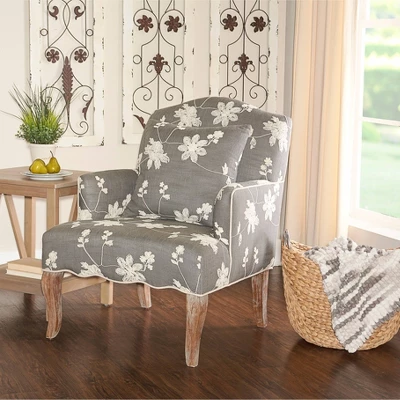 Floral Upholstered Armchair - Gray - Linon 5 Floral Upholstered Armchair - Gray - Linon - Image 5