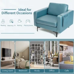 Costway Modern Leathaire Fabric Accent Armchair Single Sofa W/ Side Storage Pocket -Baxton Studio Shop GUEST 346fa816 4167 4812 8422 4b17e2e2eb2f