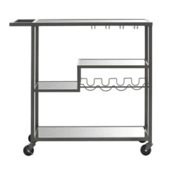 Estelle Step Tier Metal And Glass Bar Cart - Inspire Q 12 Estelle Step Tier Metal And Glass Bar Cart - Inspire Q -Baxton Studio Shop GUEST 34f27f63 a149 4160 9210 17ffcdcdbdbe