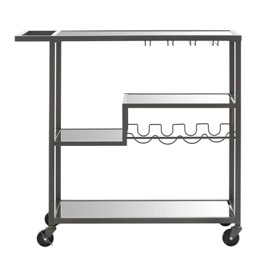 Estelle Step Tier Metal And Glass Bar Cart - Inspire Q 3 Estelle Step Tier Metal And Glass Bar Cart - Inspire Q - Image 3