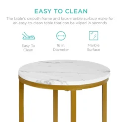 Best Choice Products 16in Faux Marble Modern Round Living Room Accent Side Table W/ Metal Frame 11 Best Choice Products 16in Faux Marble Modern Round Living Room Accent Side Table W/ Metal Frame -Baxton Studio Shop GUEST 351624e3 8327 4240 8993 06a684657a00