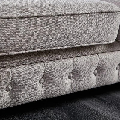Chesterfield Linen Tufted Nailhead Upholstered Sofa With Wooden Legs - ModernLuxe 8 Chesterfield Linen Tufted Nailhead Upholstered Sofa With Wooden Legs - ModernLuxe - Image 8