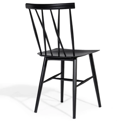 Tangkula 2 PCS Steel Chairs Dining Side Chairs Armless With High Cross Back Black 4 Tangkula 2 PCS Steel Chairs Dining Side Chairs Armless With High Cross Back Black - Image 4