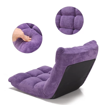 Costway Adjustable 14-Position Floor Chair Folding Gaming Sofa Chair Cushioned Purple 8 Costway Adjustable 14-Position Floor Chair Folding Gaming Sofa Chair Cushioned Purple - Image 8