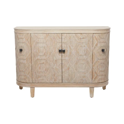Traditional Carved Wood Curved Cabinet Brown - Olivia & May 1 Traditional Carved Wood Curved Cabinet Brown - Olivia & May