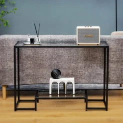 Costway Entryway Console Sofa Side Table W/Tempered Glass For Entrance Living Room -Baxton Studio Shop GUEST 3596344c 3282 4cb7 95c8 112239166a42