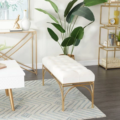 Rectangular Glam Velvet Bench - Olivia & May 15 Rectangular Glam Velvet Bench - Olivia & May - Image 15