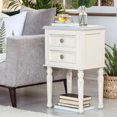Richards Side Table With 2 Drawers White - Finch 2 Richards Side Table With 2 Drawers White - Finch - Image 2