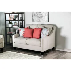 Vieta Upholstered Loveseat Ivory - Furniture Of America