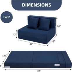 Folding Sofa Bed, Convertible Sleeper Chair, With 2 Pillow, Memory Foam Washable Cover For Living Room/Bedroom/Guest 13 Folding Sofa Bed, Convertible Sleeper Chair, With 2 Pillow, Memory Foam Washable Cover For Living Room/Bedroom/Guest -Baxton Studio Shop GUEST 366a63d6 72bc 4a97 bf01 014f71709fc7