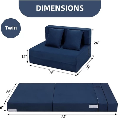 Folding Sofa Bed, Convertible Sleeper Chair, With 2 Pillow, Memory Foam Washable Cover For Living Room/Bedroom/Guest 7 Folding Sofa Bed, Convertible Sleeper Chair, With 2 Pillow, Memory Foam Washable Cover For Living Room/Bedroom/Guest - Image 7