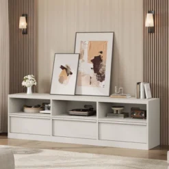 70 Inch TV Stand For 80" TVs, Mid Century Modern Entertainment Center With Storage Drawer & Open Shelves 27 70 Inch TV Stand For 80" TVs, Mid Century Modern Entertainment Center With Storage Drawer & Open Shelves -Baxton Studio Shop GUEST 367af64a 1887 4b6e b42d 0dc1fe33aef4