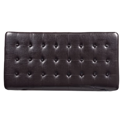 Deluxe Tufted Storage Bench Espresso - HomePop: Faux Leather, Bedroom & Living Room Use, Hinged Lid 4 Deluxe Tufted Storage Bench Espresso - HomePop: Faux Leather, Bedroom & Living Room Use, Hinged Lid - Image 4