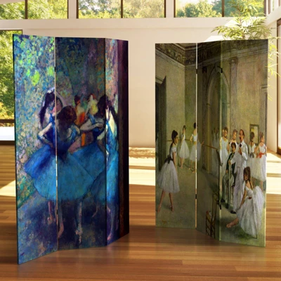 6" Double Sided Works Of Degas Room Divider Dancers - Oriental Furniture 6 6" Double Sided Works Of Degas Room Divider Dancers - Oriental Furniture - Image 6