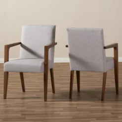Set Of 2 Andrea Mid - Century Modern Upholstered Wooden Armchair - Grayish Beige - Baxton Studio 8 Set Of 2 Andrea Mid - Century Modern Upholstered Wooden Armchair - Grayish Beige - Baxton Studio -Baxton Studio Shop GUEST 369f10b0 9cf6 47a4 a257 ead9a167bd3b