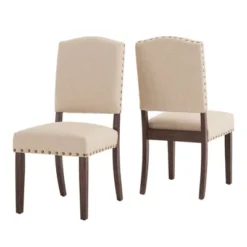 Set Of 2 Iverson Nailhead Trim Brown Finish Linen Side Chairs - Inspire Q 16 Set Of 2 Iverson Nailhead Trim Brown Finish Linen Side Chairs - Inspire Q -Baxton Studio Shop GUEST 36a5fb37 bf13 4cd8 89ae 786c596da412