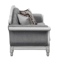 88" Florian Sofa Gray Fabric And Antique White Finish - Acme Furniture: Leather Upholstery, Wood Frame, Includes Accent Pillow -Baxton Studio Shop GUEST 36aa7f3c 19b7 427b a45a 7d6e9cbfe9ef