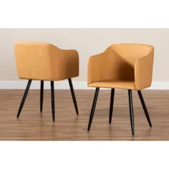 2pc Eris Tan Leather Upholstered And Metal Dining Chairs Black/Tan - Baxton Studio 11 2pc Eris Tan Leather Upholstered And Metal Dining Chairs Black/Tan - Baxton Studio -Baxton Studio Shop GUEST 36b47653 937e 4d57 a136 3c19e2dce8fa