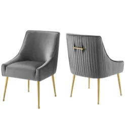 Set Of 2 Discern Pleated Back Upholstered Performance Velvet Dining Chairs - Modway